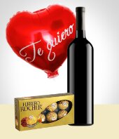 Ms Regalos - Combo Terciopelo: Chocolates + Vino + Globo