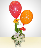 Globos y Peluches - Arreglo Feliz Cumpleaños: Flores con Globos