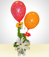 Arreglos Florales - Arreglo Feliz Cumpleaos: Flores con Globos