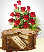 Tortas - Combo Dulzura: Torta 12 personas + Bouquet 12 Rosas