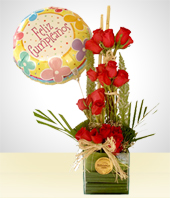 Bouquets - Combo Ilusin: Bouquet 24 Rosas + Globo